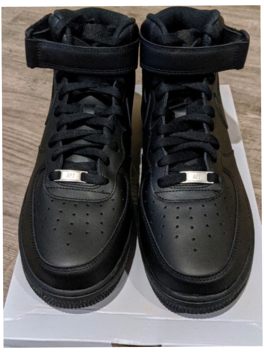 Nike Air Force Black High-Top Ankle Boots with Strap Size 11.5